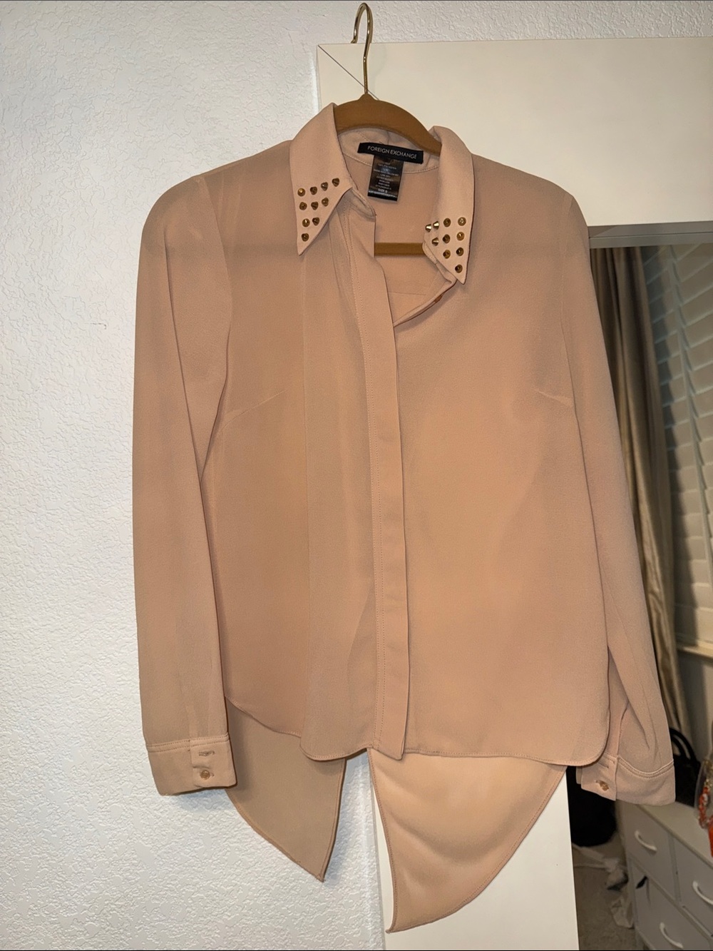 Foreign Exchange Blush Stud-Collar Button Down Shirt